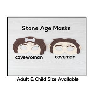 Stone Age Masks-Adult or Child Size Felt Mask-Costume-Creative-Imaginary Play-Dress Up-Halloween-Caveman-Cavewoman-Man-Woman-Prehistoric