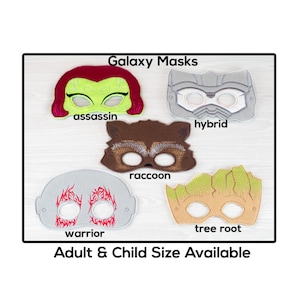 Galaxy Masks-Adult or Child Size Felt Mask-Costume-Creative-Imaginary Play-Dress Up-Halloween-Assassin-Warrior-Raccoon-Tree Root-Guardian