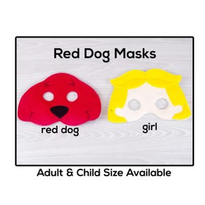 Red Dog & Girll Mask-Adult or Child Size Mask-Felt Mask-Costume-Creative-Imaginary Play-Dress Up-Halloween Mask-School Play-Pup-Puppy Friend