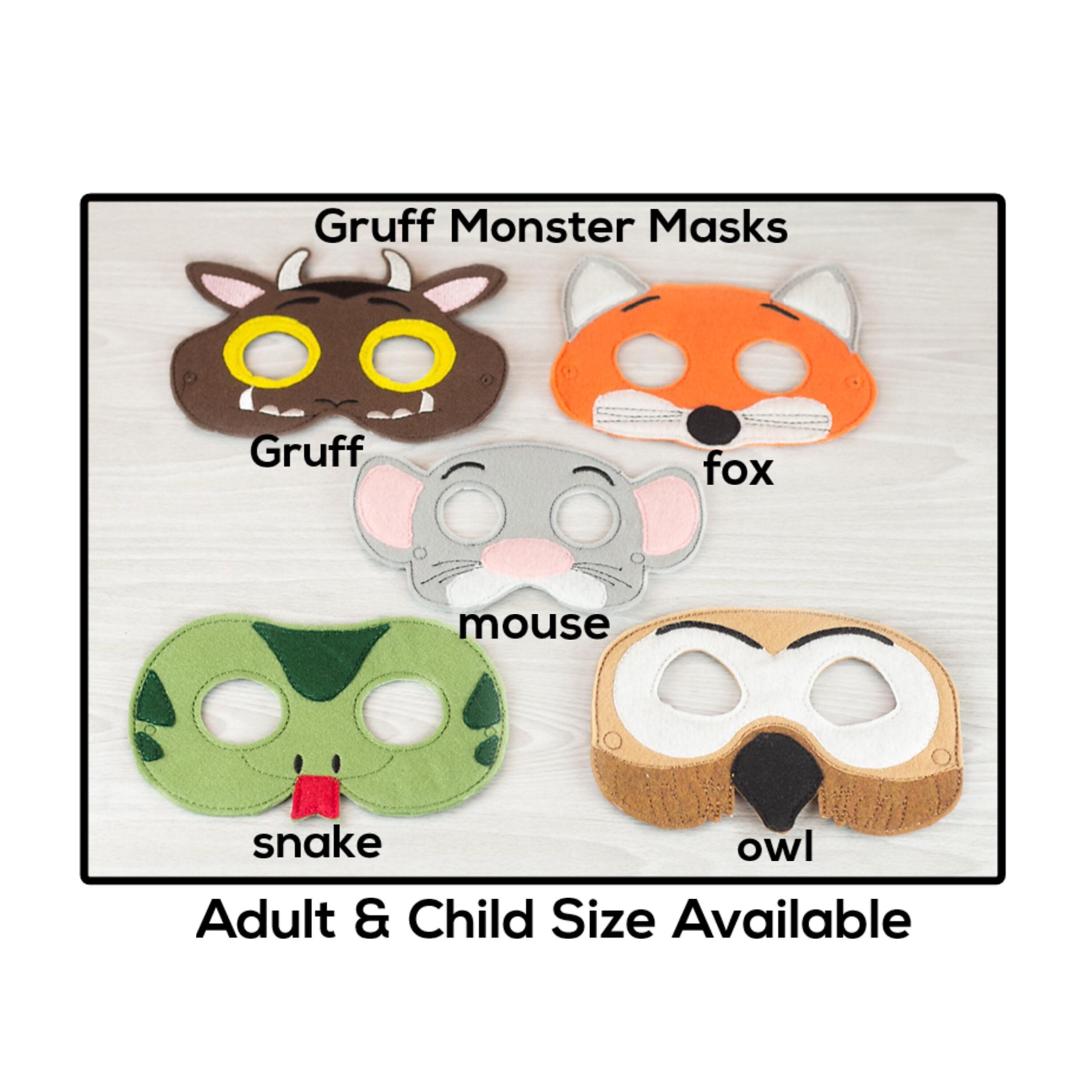 Gruff Monster Felt Mask-Adult or Child Size-Costume-Creative-Imaginary Play-Dress Up-Halloween-School Play-Storybook Animal-Snake-Fox-Mouse