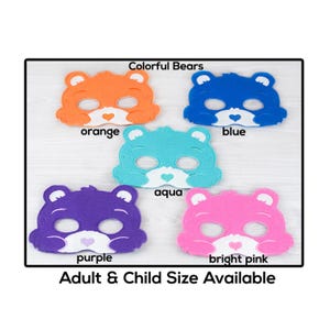 Maschere di orsi colorati - Maschera in feltro per adulti o bambini - Costume - Gioco creativo e immaginario - Travestimenti - Halloween - Recita scolastica - Orsi - Orsi colorati - Amico