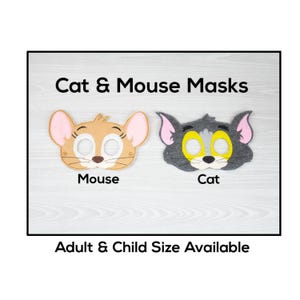 Maschere di gatto e topo - Maschera in feltro per adulti o bambini - Costume - Gioco creativo e immaginario - Travestimenti - Halloween - Recita scolastica - Maschere di animali - Gattino