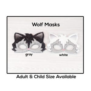 Maschera da lupo - Maschera in feltro per adulti o bambini - Costume - Gioco creativo e immaginario - Travestimenti - Halloween - Recita scolastica - Animale da libro di fiabe - Bianco-Grigio-Bosco
