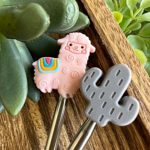 Llama/Cactus - Stitch Stoppers - Knitting Needle Point Protectors - Knitting Notions