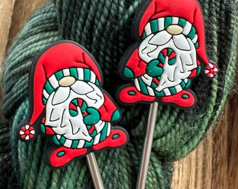 Merry Gnome  - Knitting Needle Point Protectors - Knitting Notions - Holiday - Christmas - Winter - Candy Cane