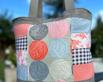 Yarn Ball - Project Bag - Tote/Bucket Style - Unique - Handmade