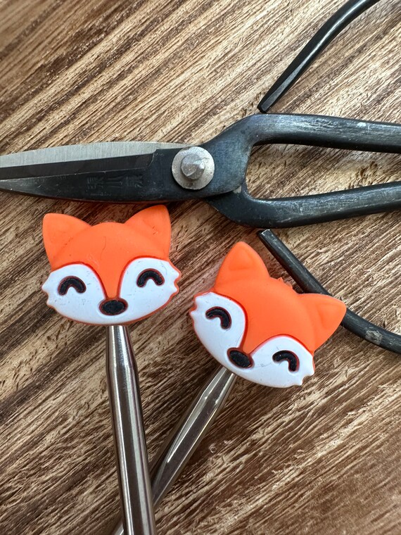 Orange Fox Stitch Stoppers Knitting Needles Point Protectors