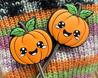 Pumpkin Cutie - Stitch Stoppers - Knitting Needle Point Protectors - Knitting Notions - Fall