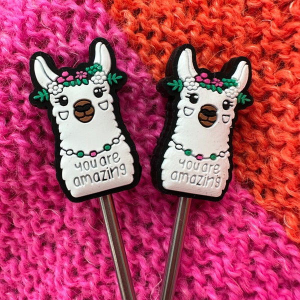 Llama Knitting Needle Point Protectors: Stitch Stoppers - Set of 2