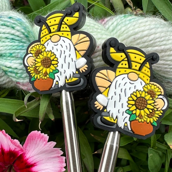 Bee Gnome Stitch Stoppers: Knitting Needle Point Protectors