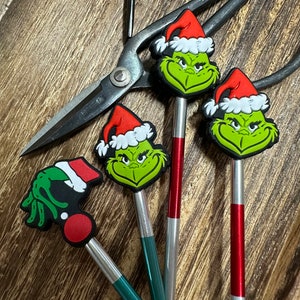Grinch - Stitch Stoppers - Knitting Needle Point Protectors - Knitting Notions - Holiday - Christmas