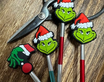 Grinch - Stitch Stoppers - Knitting Needle Point Protectors - Knitting Notions - Holiday - Christmas