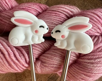 Sleepy Bunny - Stitch Stoppers - Knitting Needle Point Protectors - Knitting Notions - Knitting Needles  - Spring - Easter