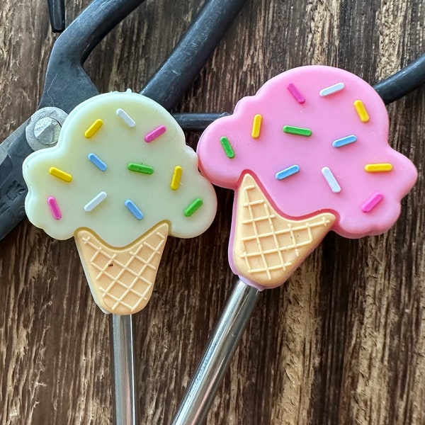 Ice Cream Cone - Stitch Stoppers - Knitting Needle Point Protectors - Knitting Notions - Frozen Treat with Sprinkles