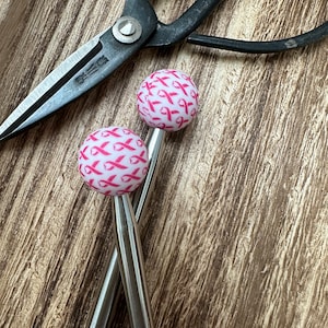 Breast Cancer Support - 15mm - Stitch Stoppers - Knitting Needle Point Protectors - Knitting Notions - Knitting Needles