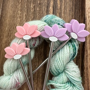 Lotus Flower Stitch Stoppers: Knitting Needle Point Protectors (Set of 2)
