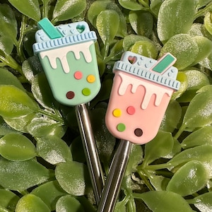 Bubble Tea - Stitch Stoppers - Knitting Needle Point Protectors - Knitting Notions - Milkshake
