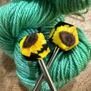 Sunflower - Stitch Stoppers - Knitting Needle Point Protectors - Knitting Notions - Knitting Needles