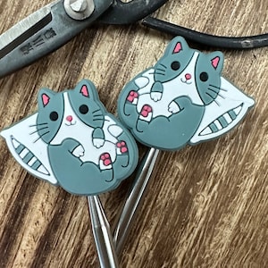 Cat Nap - Stitch Stoppers - Knitting Needle Point Protectors - Knitting Notions - Kitty