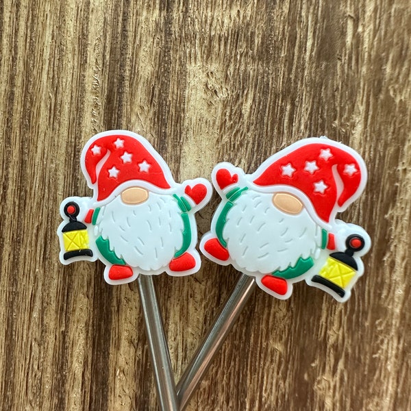 Gnome - Stitch Stoppers - Knitting Needle Point Protectors - Knitting Notions - Christmas - Holiday -  Christmas