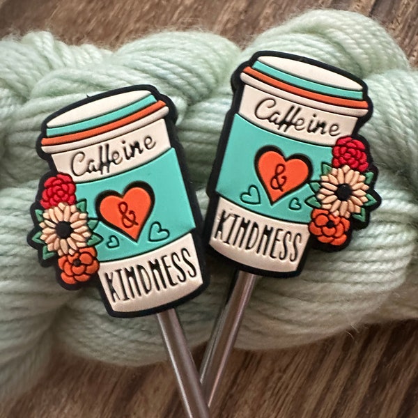 Kindness Coffee Cup - Stitch Stoppers - Knitting Needle Point Protectors - Knitting Notions - Knitting Needles