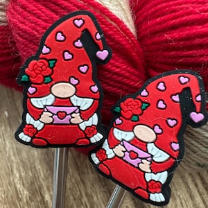 Carta de amor de gnomo - Topes de puntos - Protectores de puntas de aguja - Accesorios de tejido - Agujas de tejer - Día de San Valentín - Amor