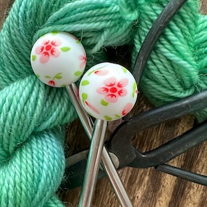 Pink Posies- 15mm - Stitch Stoppers - Knitting Needle Point Protectors - Knitting Notions - Knitting Needles - Flowers