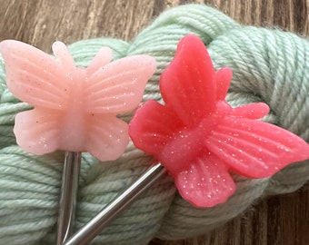 Butterfly Sparkle - Stitch Stoppers - Knitting Needle Point Protectors - Knitting Notions - Knitting Needles - Spring - Summer