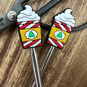 Peppermint Mocha - Stitch Stoppers - Knitting Needle Point Protectors - Knitting Notions - Holiday - Christmas - Ice Cream Drink