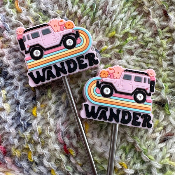 Wander Jeep Stitch Stoppers: Boho Knitting Needle Point Protectors