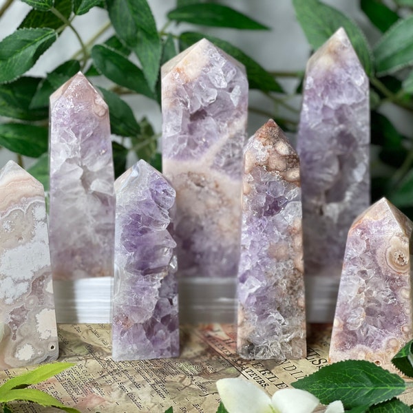 BEAUTIFUL AAA+ Quality Pink Amethyst x Amethyst Flower Agate Towers (Your Choice!)