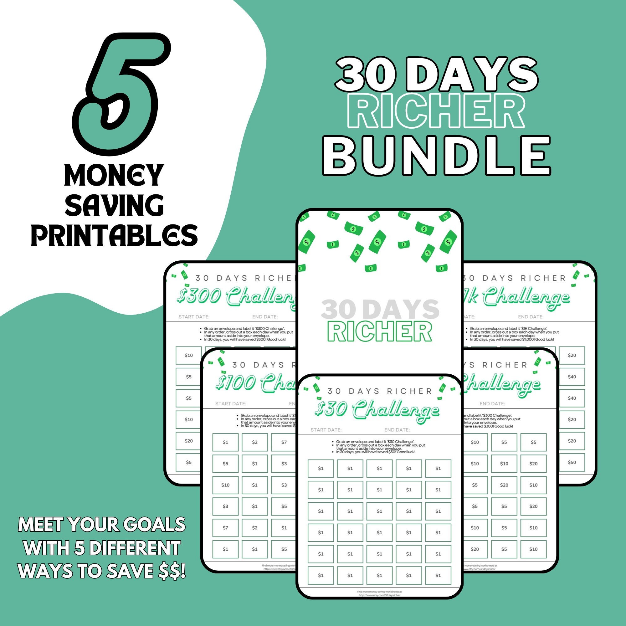 View of 30 Days Richer Money Saving Challenge Bundle, Efficient Money Saving ...