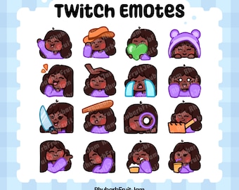 16 Pack | Cute Chibi Girl Emotes | Twitch Discord Streaming Adorable Emotes | Dark Skin Tone