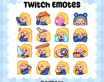 16 Pack | Cute Chibi Girl Emotes | Twitch Discord Streaming Adorable Emotes | Light Skin Tone