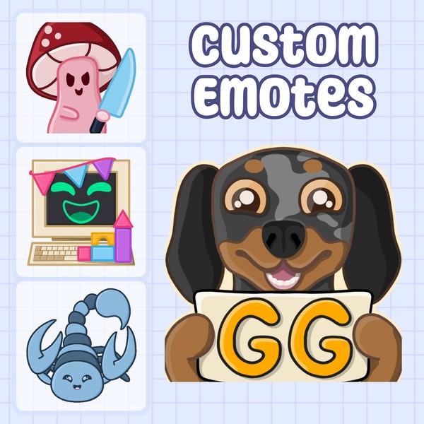 Custom Emotes | Cute Chibi Cartoon Twitch YouTube Streamer Gaming Discord Emoji Graphics