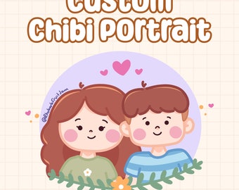 Custom Chibi Portrait, Chibi Couple, Couple Portrait, Portrait Illustration, Couple Illustration, Couple Gift, Couple Drawing (Digital Only)