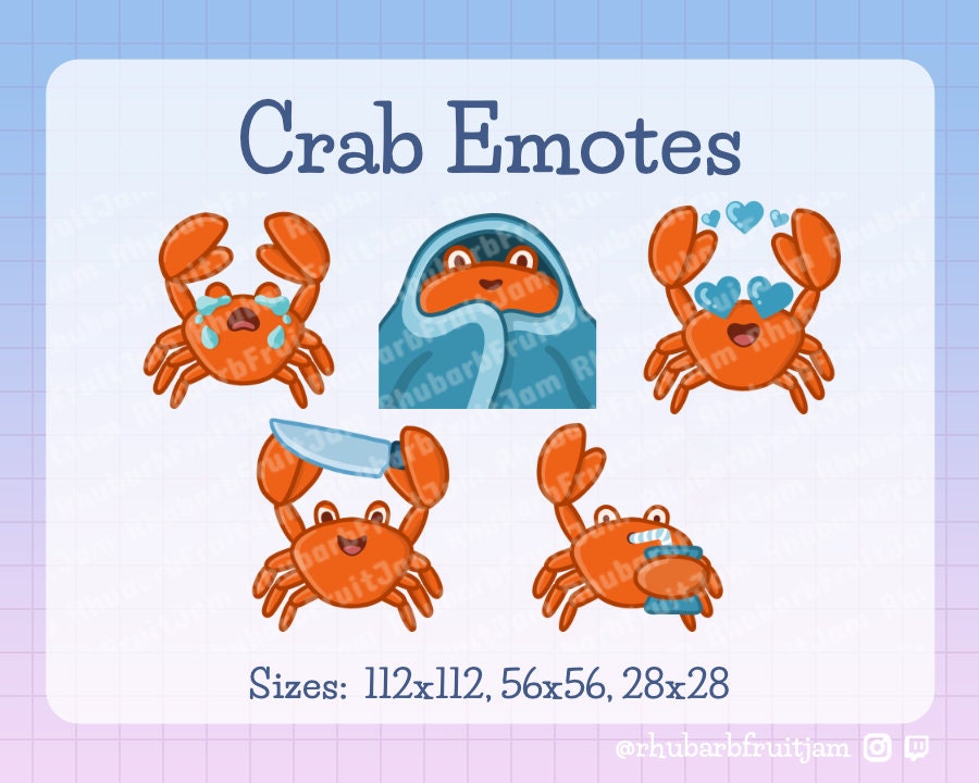 Crab Emotes Twitch Discord Chibi Kawaii Crab Emote Pack Etsy Ireland