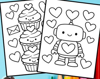 Valentine’s Day Coloring Pages for Kids | Preschool & Kindergarten | 25 Printable Pages |Hearts