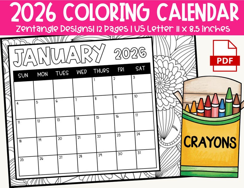 Printable Calendar 2026 for Kids Calendar 2026 Calendar Cute Calendar ...