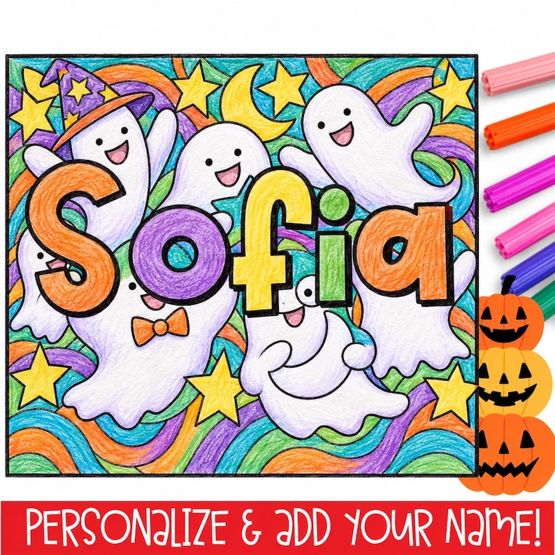 Editable Halloween Name Coloring Pages | 10 Personalized Name Art ...
