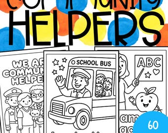 Community Helpers Coloring Book, 59 Printable Pages (PDF K-1 Activity Sheets)