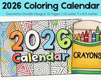 Kalender voor kinderen om in te kleuren voor 2026, printbare maandplanner (PDF)