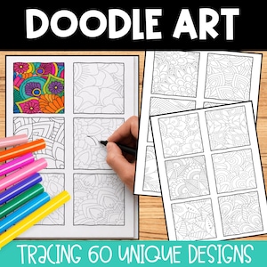 Livro de colorir com 60 padrões Zentangle, folhas para traçar desenhos para imprimir (download digital)