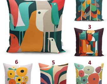 Colorful Modern Throw Pillow Cover, Abstract Geometric Cushion Case, Mid Century Art Pillow, Boho Pillow for Sofa or Bed, New Home Gift Idea
