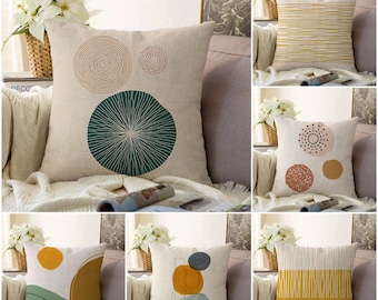 Abstract Minimalist Pillow Cover, Mid Century Modern Cushion Case, Mustard Throw Pillow, Boho Abstract Home Decor, Living Room Decoration