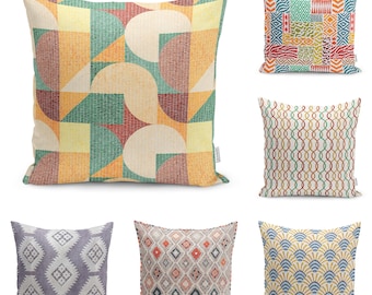 Geometrische kussensloop, modern boho-sierkussen, patchwork bankdecor