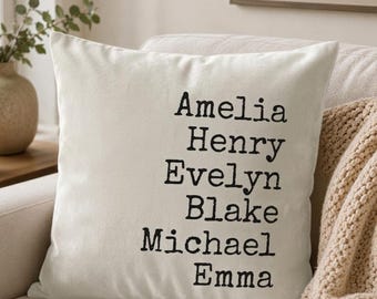 Custom Family Name Pillow Cover, Personalized Names Cushion, Raschel Velvet Fabric, Any Size