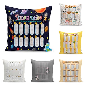 Funda de almohada infantil con tablas de multiplicar, cojín educativo de matemáticas, cojín con tabla de multiplicar, decoración para guardería, regalo para estudiantes