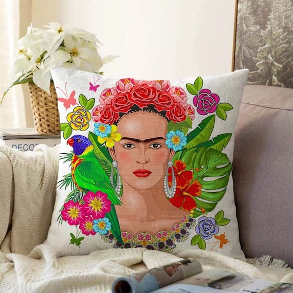 Frida Kahlo Pillow Case Frida Home Decor Mexican Floral Cushion Cover Frida Kahlo Print Pillow Latinx Gift Frida Kahlo Art Outdoor Etsy