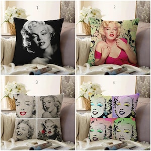 Marilyn Monroe Pillow Cover, Marilyn Monroe Picture Art, Blonde Bombshell Pillow Cover, Fashion Pillowcase, Hollywood Icon Legend Cushion